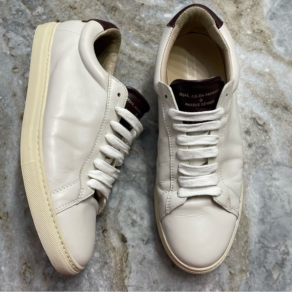 Marque Deposee Zespa ZSP4 APLA NAPPA Sneakers Cream Off White Burgundy FR 43 - Picture 1 of 12